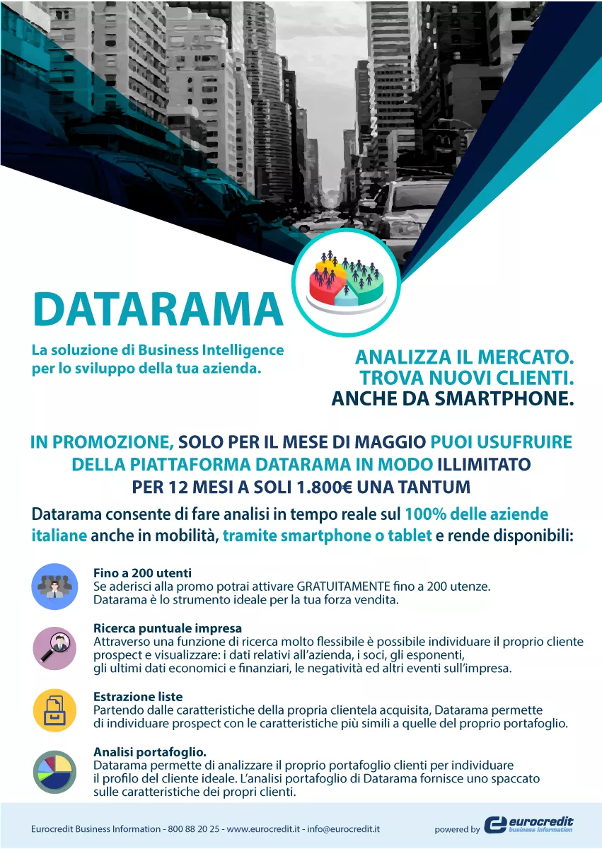 Utilizza Datarama, la soluzione di Business Intelligence per lo sviluppo della tua azienda in promozione solo per il mese di maggio